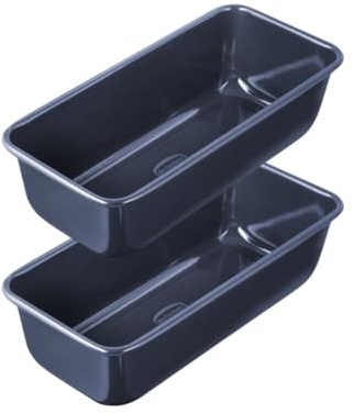 Dr. Oetker - Moules à Cake Rectangulaires en Acier Bleu - 25 x 11 x 7,5 cm - Pour Gâteau, Brioche, Pâtisserie et Pain | Cuisson régulière, Lot de 2, Acier émaillé premium, 25 x 11 x 7,5 cm, Lave-vaisselle