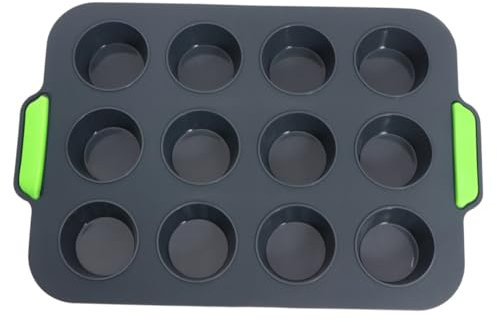 Ciieeo Stampo Per Muffin in Silicone Cavità Modellini Rotondi Per Crostatine Ed Egg Tart Antiaderente Sicuro e Flessibile Per Casa o Negozio Grigio Scuro