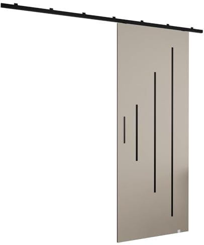 MEBLE KRYSPOL Zonda Y Schiebetürset mit Schiene - Hängendes Innen-Schiebetürsystem - Torbeschläge - Hergestellt aus robustem Laminat - 204x70 cm - Kaschmir