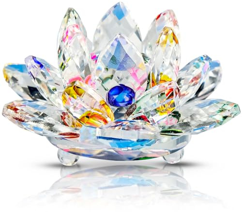 FORYNXHWIN Lotus Crystal Verre en cristal de quartz fin Lotus Fleur de lotus Décoration Fleur Pierres naturelles Minéraux Feng Shui Boule Cristaux Souvenirs Artisanat