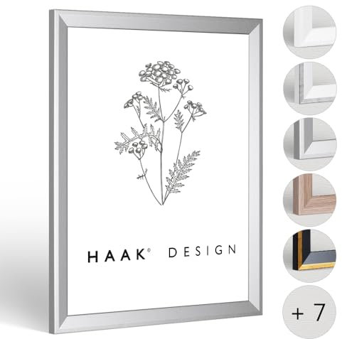 Haak Bilderrahmen schmal RICO ANTIREFLEX/Entspiegelt 84 X 118,8 cm (DIN A0) Alu Geschliffen (Dekor) Rahmen für Poster Puzzle Bilder Elegant