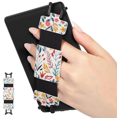 MoKo Weich Handschlaufe für 6 - 8 Kindle eReaders Fire Tablet - Kindle/Kobo/Voyaga/Lenovo/Sony E-Book Tablet Tablet, Hochelastisch Vielseitig Tablet Fingerhalterung Griff Halter, Blume