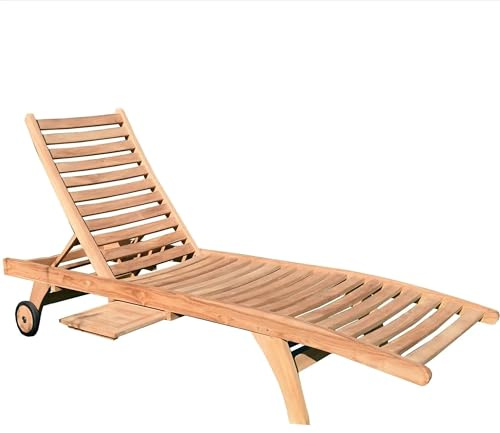 Teako Design Gartenliege Teak Görz Massivholz Wetterfest, Ergonomische Teakholz Liege, für Außenbereich geeignet, inklusive Auflagen, Terassenmöbel, Gartenzubehör (ohne)