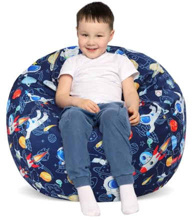 Astronaut Kids Bean Bag Chair-Cover Only-Large Stuffed Animal Storage Bean Bag for Girls Boys Indoor Outdoor (No Filling)