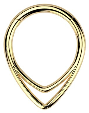 Treuheld® Titan Segmentring-Clicker Piercing in Tropfen Form | Farbe: gold