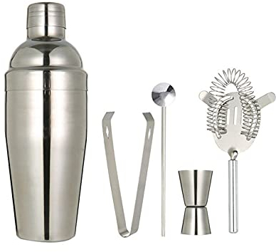 Vinblandare 5-bitars cocktail shaker set rostfritt stål bartender kit drink shaker perfekt hem bartending kit och martini cocktail shaker set Cocktailskakare(550ml)