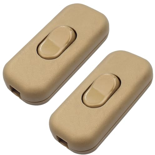 2 Piezas Interruptor,Interruptor Lampara,Interruptor Bipolar | Interruptor de Cable en Línea,6A 250V,para Lámparas,Pequeños Electrodomésticos (Oro)