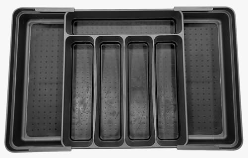 Rosenstein & Söhne Besteckeinsatz: Besteckkasten für Schubladen, ausziehbar: 30 auf 52,5 x 33,5 x 5,5 cm (Schubladen Organizer Küche, Organizer Besteck, Löffel)