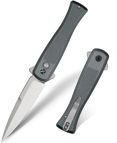 NedFoss MERMAID II Klappmesser, 14C28N Stahl Taschenmesser mit Button-Lock | 8.5CM Einhandmesser mit Aluminium-Griff, Outdoor Messer mit Gürtelclip, Survival Messer für den Alltag, Sammlung & Geschenk