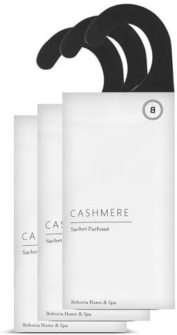 BOHORIA® Set di sacchetti profumati per ambienti, biancheria fresca, perfetto per armadio, auto, cassetti, armadi, eliminazione di odori, profumo per ambienti (cashmere, confezione da 3)