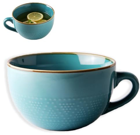 Aarcyye Tazza da Caffè Grande, Tazza in Ceramica da 700 ml, tazza da Caffè in Ceramica, Ciotola per Yogurt, Ciotola per Cereali, ciotola Grande con Manico (Blu)