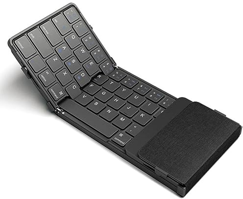 Sctecoau Teclado Bluetooth Plegable Teclado InaláMbrico de Pliegues con Panel TáCtil Teclado Recargable para iOS Android