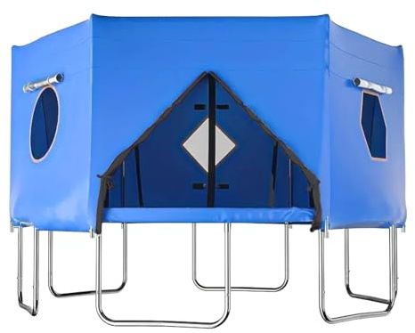 Gekufa Tente d'Extérieur pour Trampoline 457 cm, Housse de Protection, Accessoires Verts pour Barres Droites, Trampoline avec 6 Barres pour Le Vent et la Protection Solaire (Bleu)