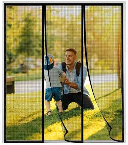 Zanzariera Magnetica 125x225cm Nero Finestre Zanzariere su Misura Chiudi Automaticamente Rete per Balconi Portefinestre Casa Ufficio