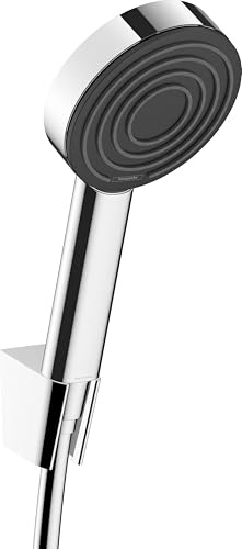 hansgrohe Pulsify S - Duschset mit Duschkopf wassersparend (EcoSmart+, PowderRain-Strahl), Duschschlauch (1,25 m) und Duschkopfhalterung, Chrom, 24307000
