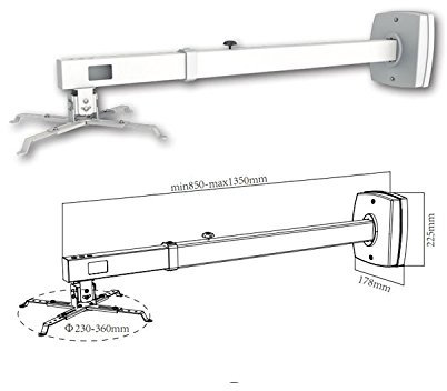 Watio Wave Soporte - Soporte de Pared para videoproyector, Ajustable (85-135 cm), Fabricado en Metal, fácil instalación y Alta Resistencia. *