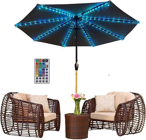 Regenschirm-Lichterkette, 104 Farben zum Selbermachen, LED, wechselt die Lichter des Regenschirms, wasserdicht, mit App und Fernbedienung für Terrassenschirme, Zelte