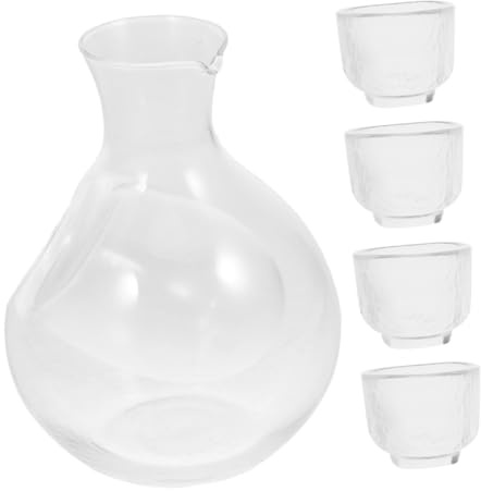 Cabilock Vaso Per Sakè Freddo in Giapponese Bicchiere Per Servire Sakè Freddo Decanter in Vetro Trasparente