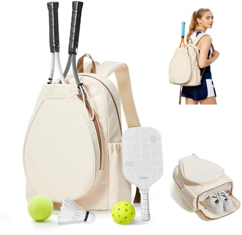 BJLFS Zaino da Tennis per Donne e Uomini, Borsa da Tennis, Borsa Zaino per Badminton, Grande Borsas da Racchetta Borsas Sportiva che Può contenere 2 racchetta e scarpe da tennis