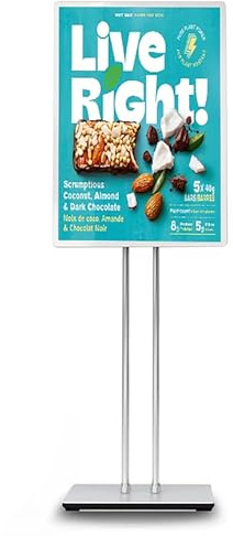FXNFXLA Cartellone Luminoso a LED da Pavimento, Cartello Pubblicitario Sporgente per Spettacoli Aziendali, Supporto per Cartelloni LED Regolabile, Cartello Luminoso a LED Silver Frame 43.5 * 60cm
