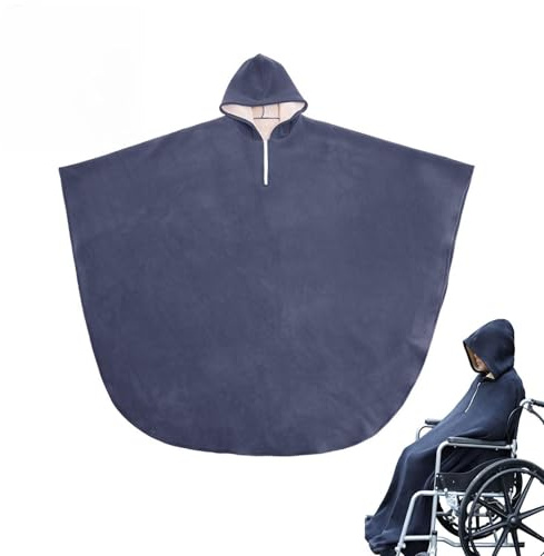 Clickovia Manta con capucha para silla de ruedas – Funda para silla de ruedas extra grande y gruesa para adultos, forro polar suave, fácil de poner, ideal para uso en interiores y exteriores