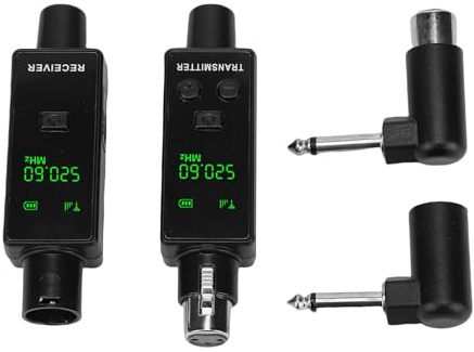 Fockety sistemas di microfono wireless, trasmettitore e ricevitore XLR wireless da 2,4 GHz, 24 bit 48 kHz, batteria da 8 ore, portata 164piedi, adattatore per microfono ricaricabile (1 per 1)