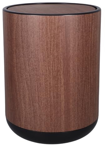 HOMOBABE Papelera de Plástico con Tapa Abatible de Doble Capa y Diseño de Veta de Madera, Fácil de Mantener y Minimiza Olores Hogar y Dormitorio