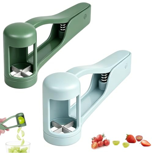 2 PCS Grape Cutter, Grape Cutter for Toddlers, Stainless Steel Quarter Grapes Slicer, Grape Slicer Kitchen Gadget for Vegetable Fruit Salad Cake Decor,Stainless Steel Kitchen Gadget Fruit Cutter