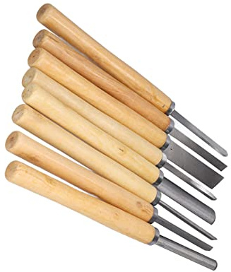FTVOGUE Cinceles para Tornear Madera, Juego de Cinceles para Carpintería HSS, 8 Piezas de para Tallar Madera con de Dura, HRC58 62 para Corte de Torneado y Escultura Artesanal