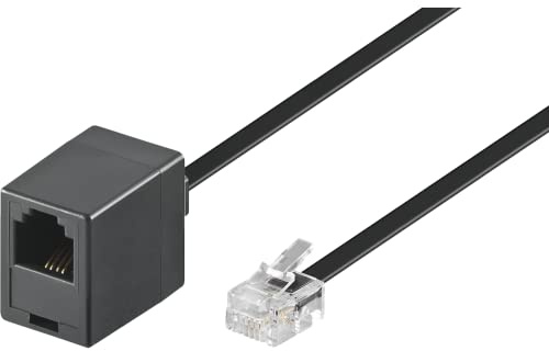 Goobay 68257 Cavo di allaccio telefono modulare 10 metri, nero, spina RJ11/RJ14 (6P4C) alla presa RJ11 (6P4C)