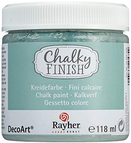 Rayher 38867408 Chalky Finish auf Wasser-Basis, Kreide-Farbe für Shabby-Chic-, Vintage- und Landhaus-Stil-Looks, 118 ml (1er Pack), mintgrün