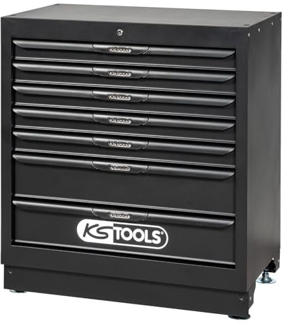 KS Tools 810.8002 - Bloc 7 Tiroirs 34'' - Bloc de Rangement Atelier avec 7 Tiroirs sur Glissière à Roulements à Billes - Intégration dans Système de Rangement Atelier Possible - Fermeture Centralisée