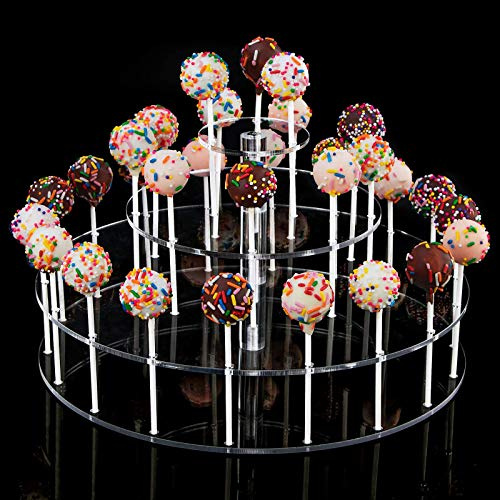YestBuy Clear Acrylic Cake Pop Stand (Round (3 Rods)) by YestBuy