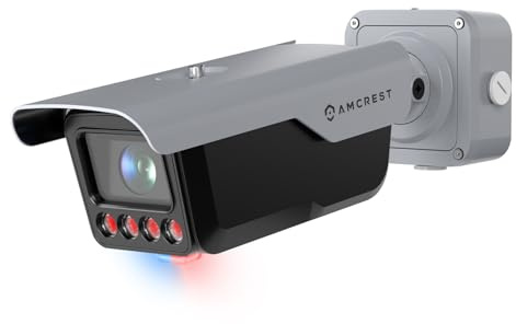 Amcrest License Plate Recognition (LPR) Camera, 8-32mm Optical Zoom AI IP POE Camera 4MP @ 30fps, 1/1.8 Low-Light Sensor, Active Deterrents, 98ft Nightvision, Bullet IP4M-1072EW-AI