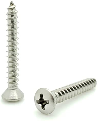 Fifty (50) #8 x 1-1/4 Oval Head 304 Stainless Phillips Head Wood Screws (BCP628)