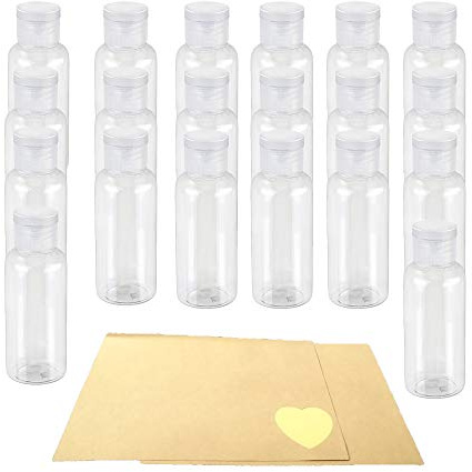 20pcs*30ml Flacon vide de voyage Bouteille avec flip Bouteille Plastique liquide transparent Rechargeable +24 l'étiquette pour cosmétiques lotion shampoing gel douche crème parfum