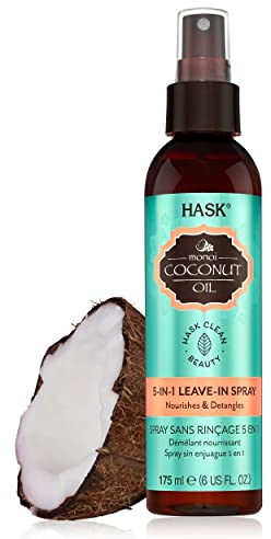 HASK Coconut Nourishing 5-in-1 Leave-In Conditioner for all hair types, colour safe, gluten-free, sulfate-free, paraben-free - 1 175 mL Bottle