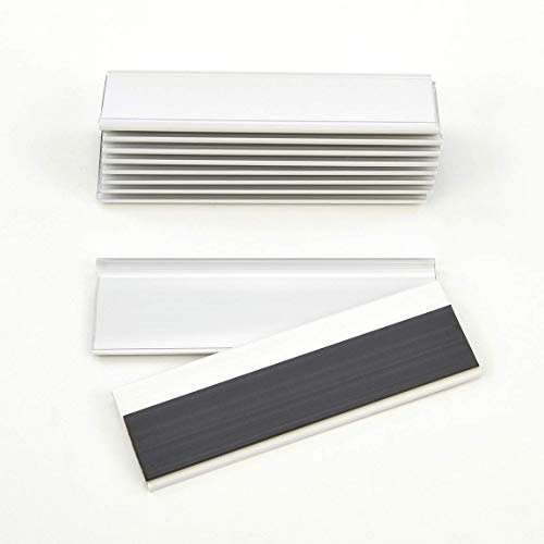 Magnetische Etikettenhalter für Einstecketiketten 500 mm Breit/Tickethalter/Etiketten Halter (75 mm Höhe, Weiß, 10 Stück)