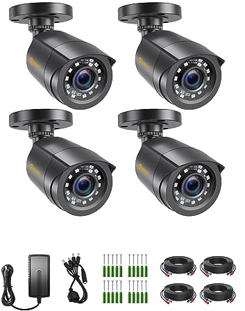 Anlapus 4pcs 1080P Telecamera Analogica-TVI per DVR Kit Videosorveglianza, 20M Visione Notturna, Nero