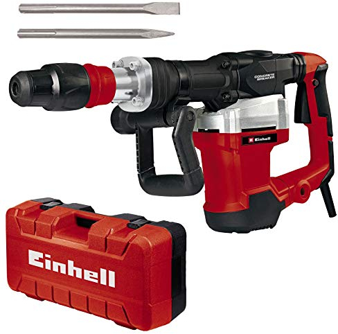 Einhell Abbruchhammer TE-DH 32 (1.500 Watt, 32 J Einzelschlagstärke, SDS-max-Werkzeugaufnahme, schwingungsgedämpfter Hauptgriff + Softgrip, inkl. Spitz-/Flachmeißel + E-Box)