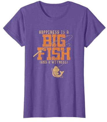 Happiness is A Big Fish And A Witness - Fishing Gift T-Shirt