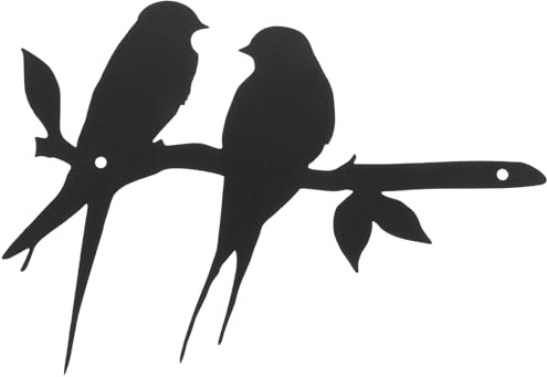 Happyyyami Vogel auf Zweig, Metall, Kunst, Wanddekoration, Eisen, Vogel, Wandskulptur, aus Metall, Kunst, Dekoration, Brombeere, für Innen und Außen für Haus und Garten
