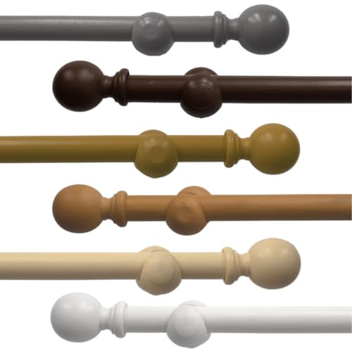 Wood Eyelet Curtain Pole 28mm with Round Finials - Trimmable - Suitable for any room - 200cm Length - White