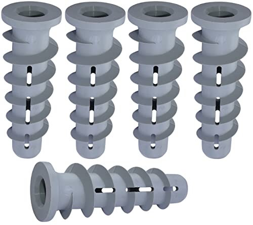 AERZETIX - C53783 - Satz von 5 - Dübel mit Kragen für porenbeton - spiraldübel mit nut und kreuzförmiger Abdruck - für bolzen M10 Schraube Ø10mm - 70mm - aus Kunststoff