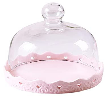 Présentoirs À Cupcakes Pour Desserts Stand de gâteau en céramique avec couvercle en verre Plaque de dessert multicolore Porte-cupcake Porte-bouteilles de service décoratif, support de dessert et plate
