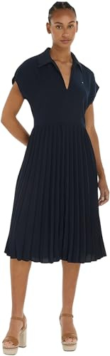 Tommy Hilfiger Abito a Polo Donna Pleated Midi Dress Lunghezza al Ginocchio, Blu (Desert Sky), 34