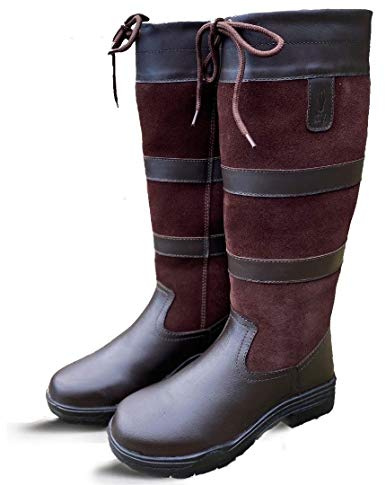 KTY Leather WIDE EXTRA WIDE STANDARD SEMI-WIDE Calf Lake Country Boots - Equestrian Riding Walking Yard Brown Black UK 3-10