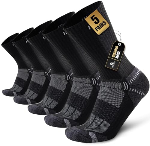 Circorld Calze Uomo Traspiranti Cuscino Uomo Donna Calzini Sportivi Spugna Running Lavoro Calze per Trekking Sportive Corsa 5 Paia 43-46 (Nero)