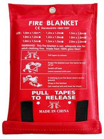 VALINK Fire Blanket,Fiberglass Fire Blanket Heat-Resistant Retardant Safety Blanket,Emergency Fire Blanket for Home Kithce Office Garages 1pcs-1mx1m