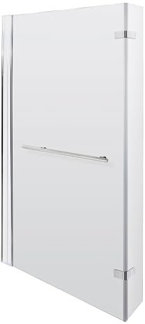 Balterley 815 x 1400mm L-Shaped Bath Shower Screen, Shower Screens for Baths with Towel Rail, 6mm Chrome Toughened Safety Bath Door Screen, Hinge Return Panel Reversible Door Screens (Chrome)